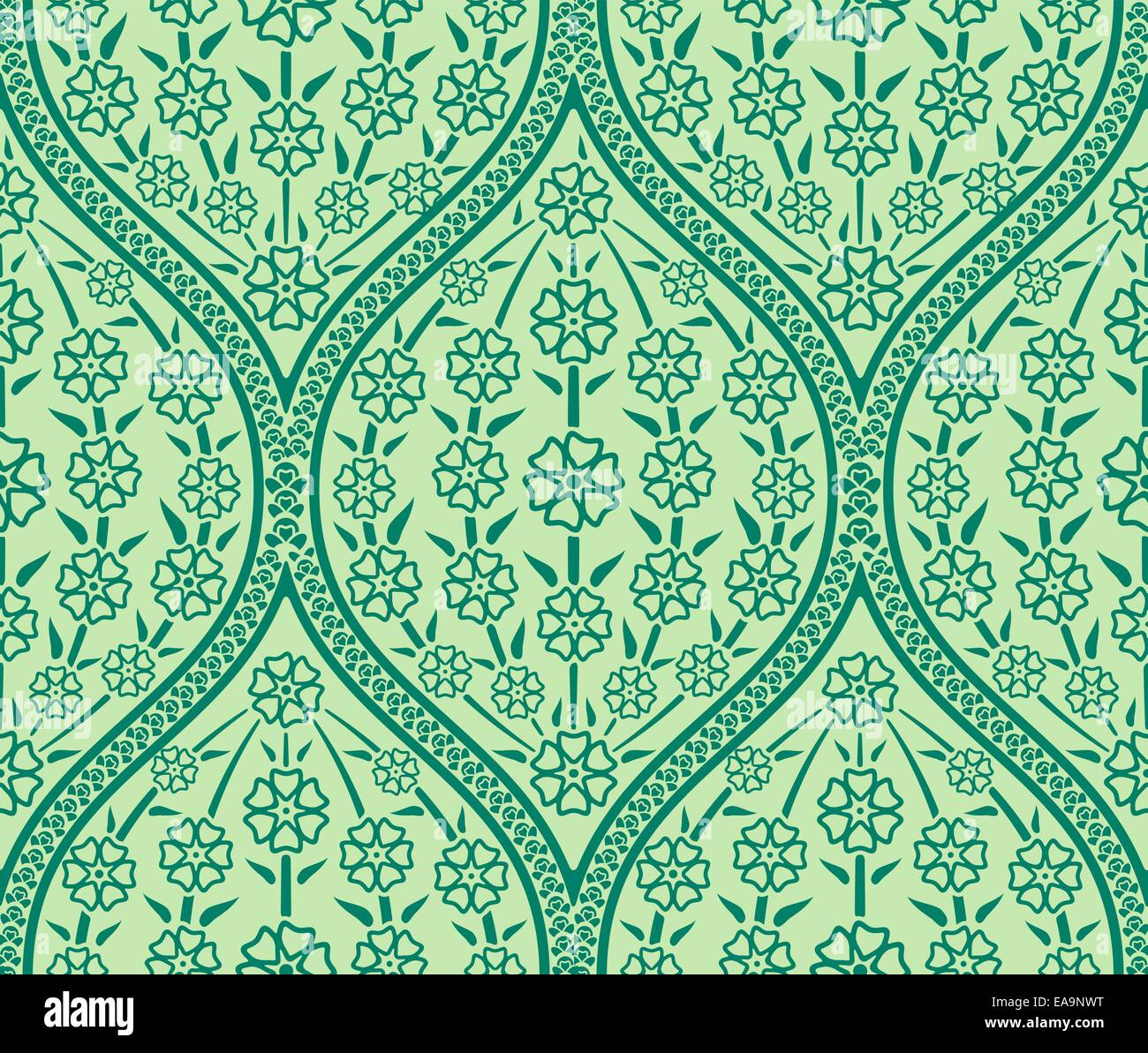 Vector Green Oriental floral seamless pattern wallpaper Stock Vector ...