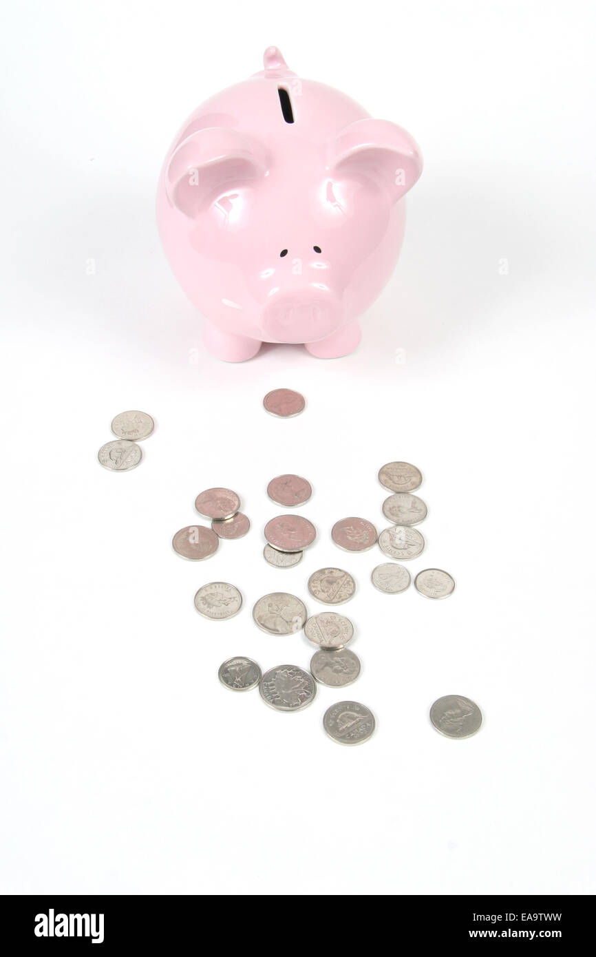 Pink Piggy Bank on isoalted on white background Stock Photo - Alamy