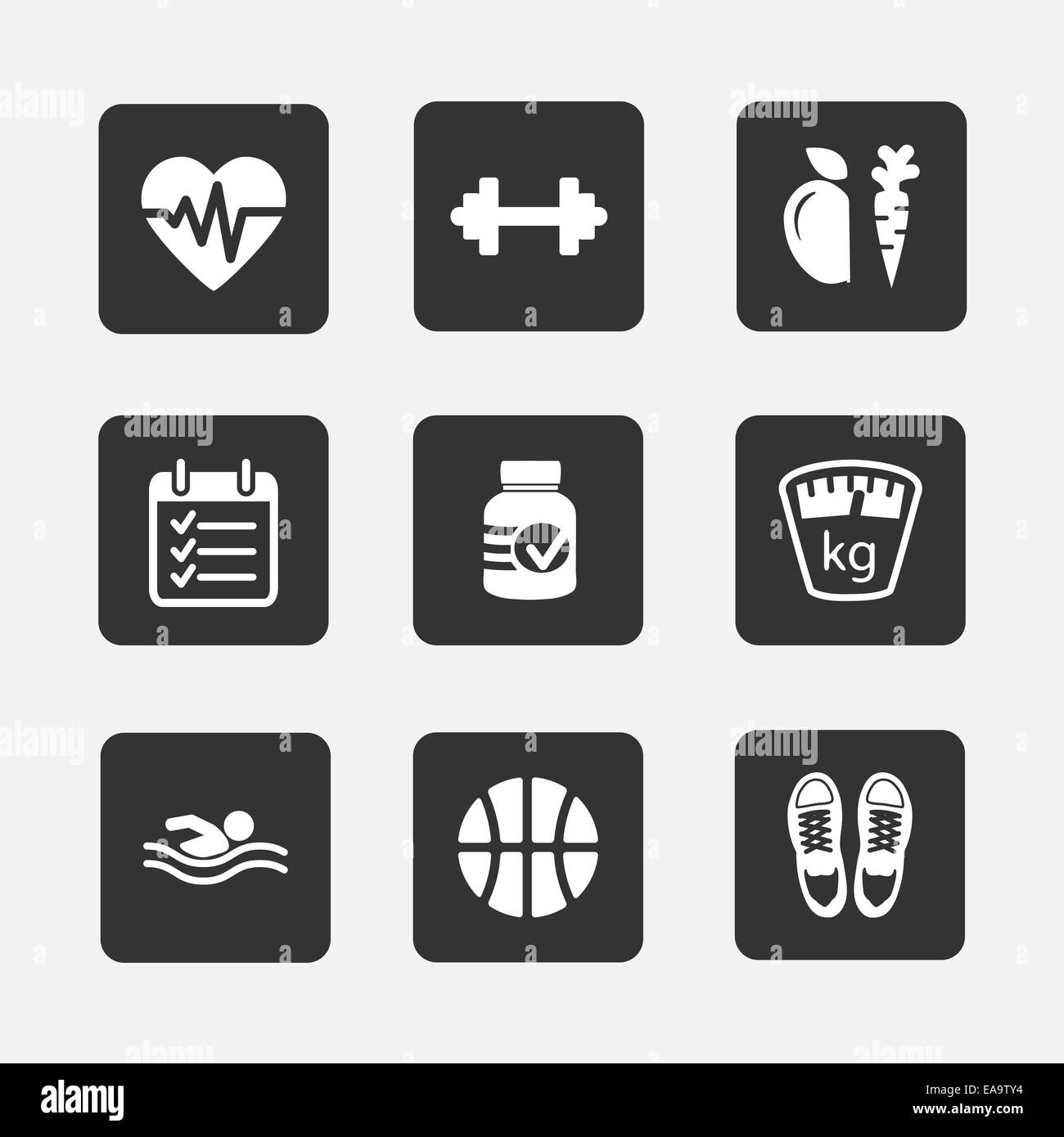 Set of flat fitness icons vector illustration isolated Stock Vector ...
