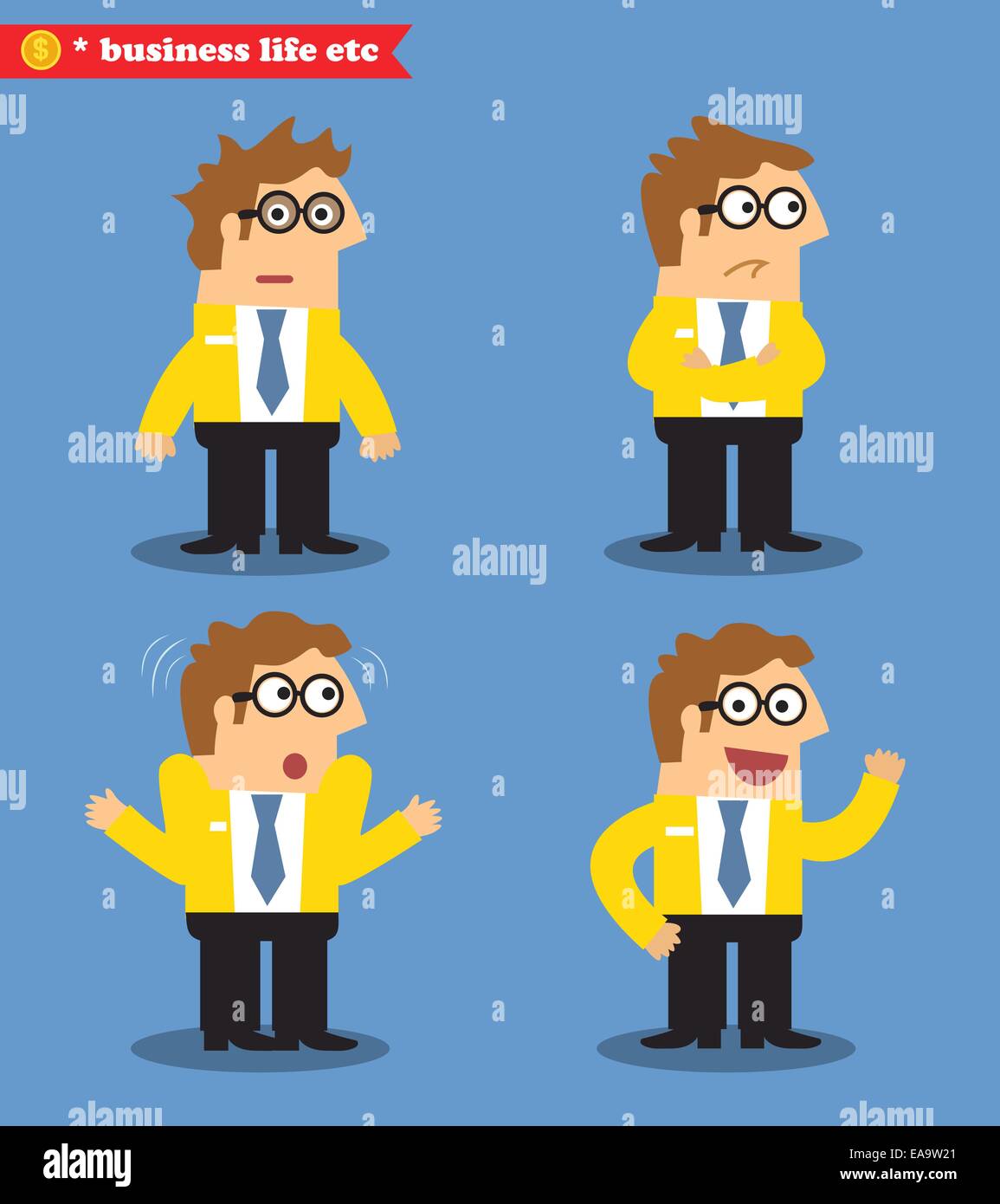 Business man emotions icons set vector illustration Stock Vector Image ...
