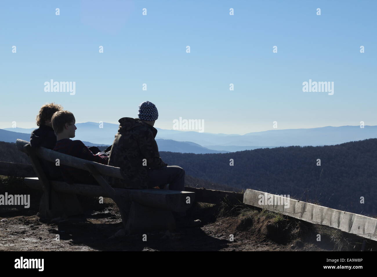 Young men tourist in mountain Stock Photo