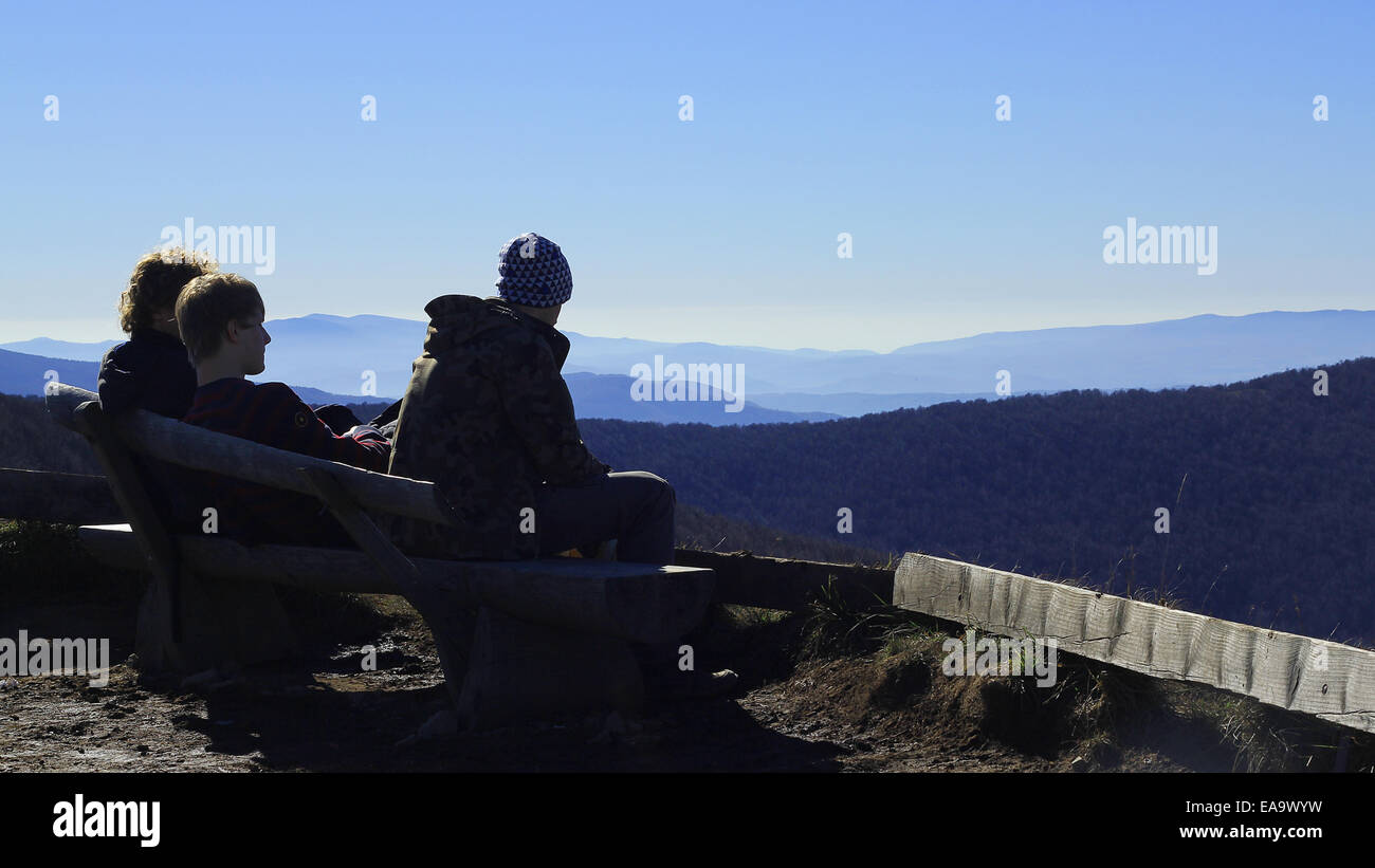 Young men tourist in mountain Stock Photo