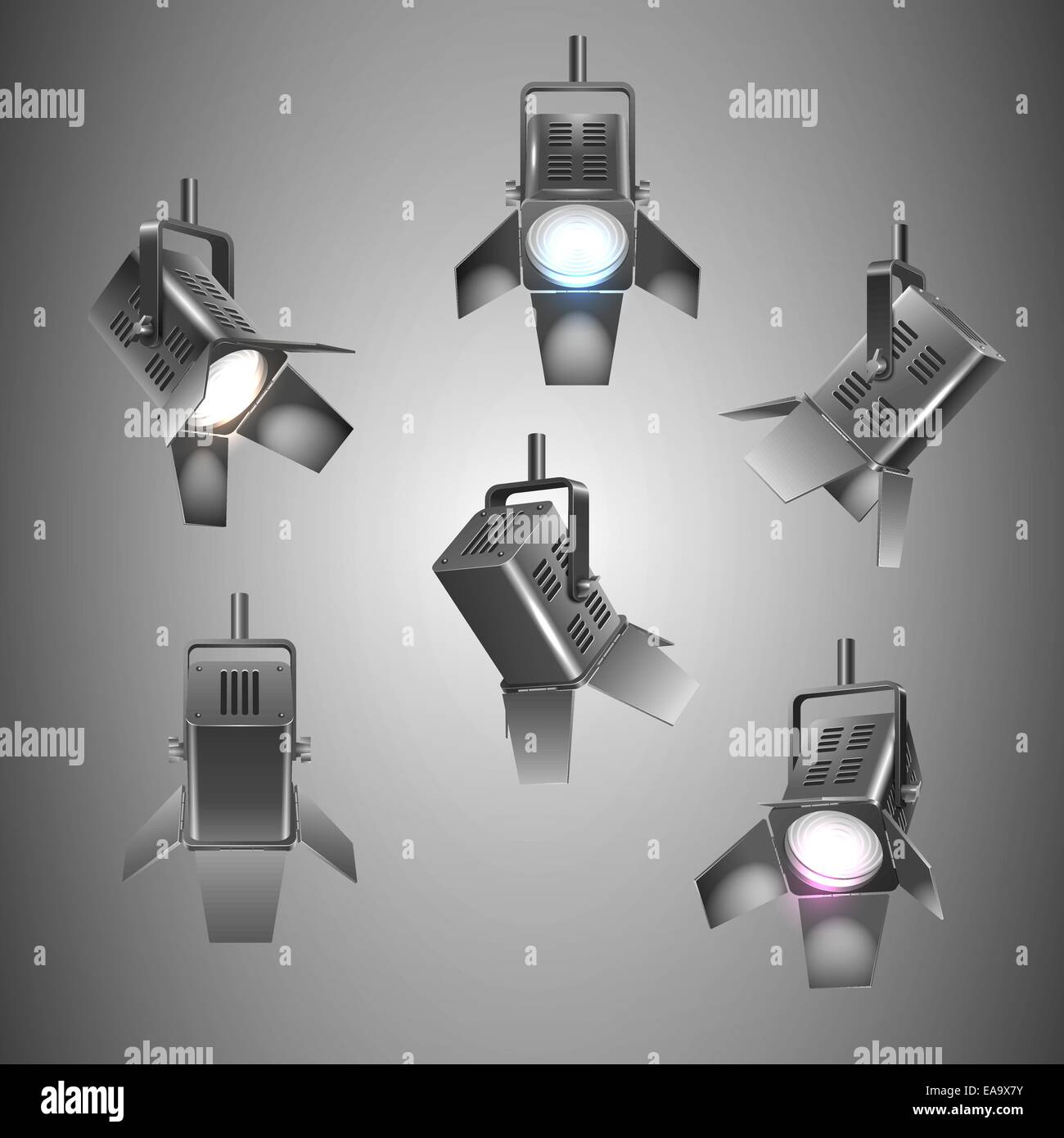 Realistic stage spotlights design elements vector illustration Stock