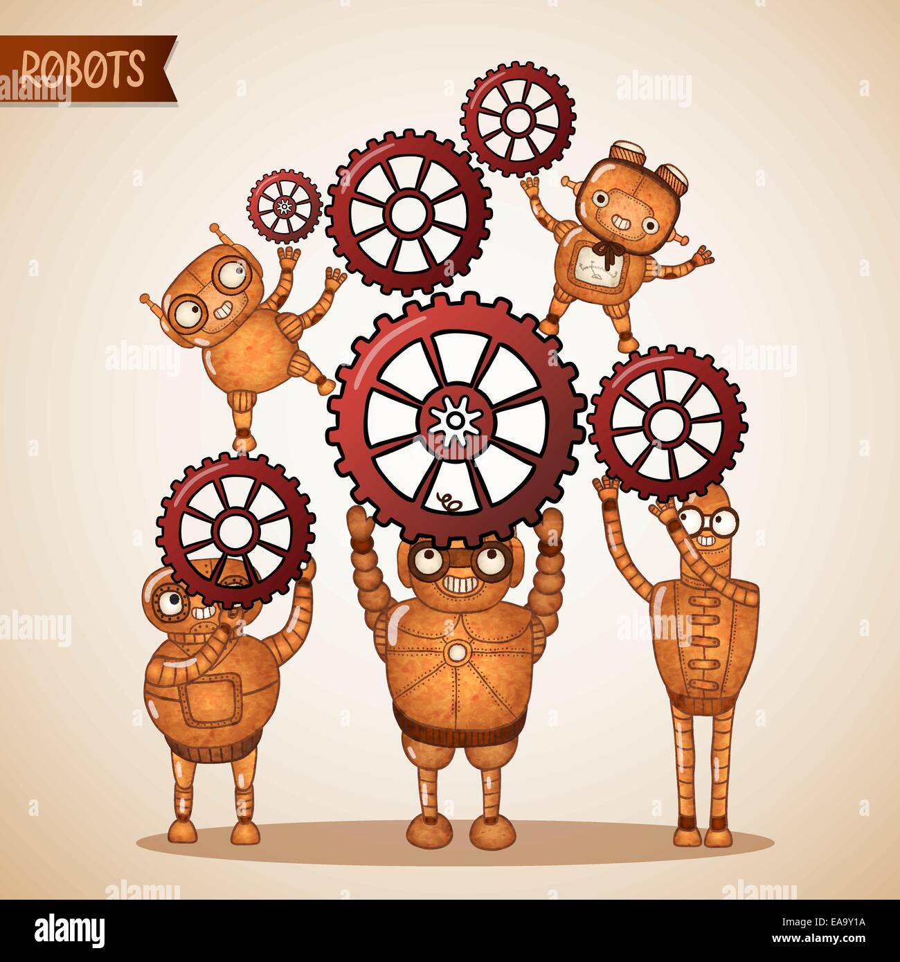 Teamwork concept with cogs and gears vector illustration Stock Vector ...