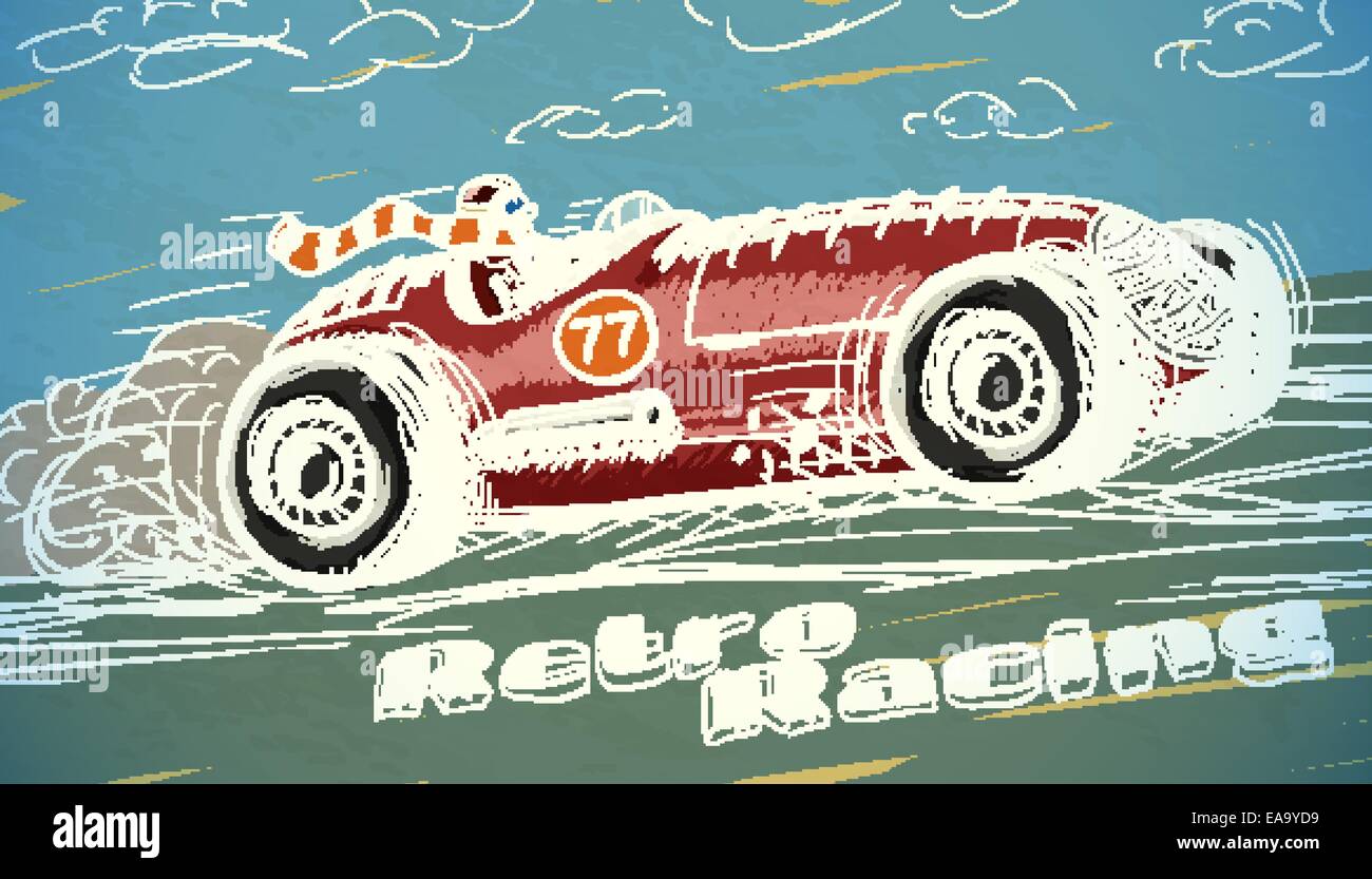 Retro Racing Car Poster Isolated Vector Illustration Stock Vector Image
