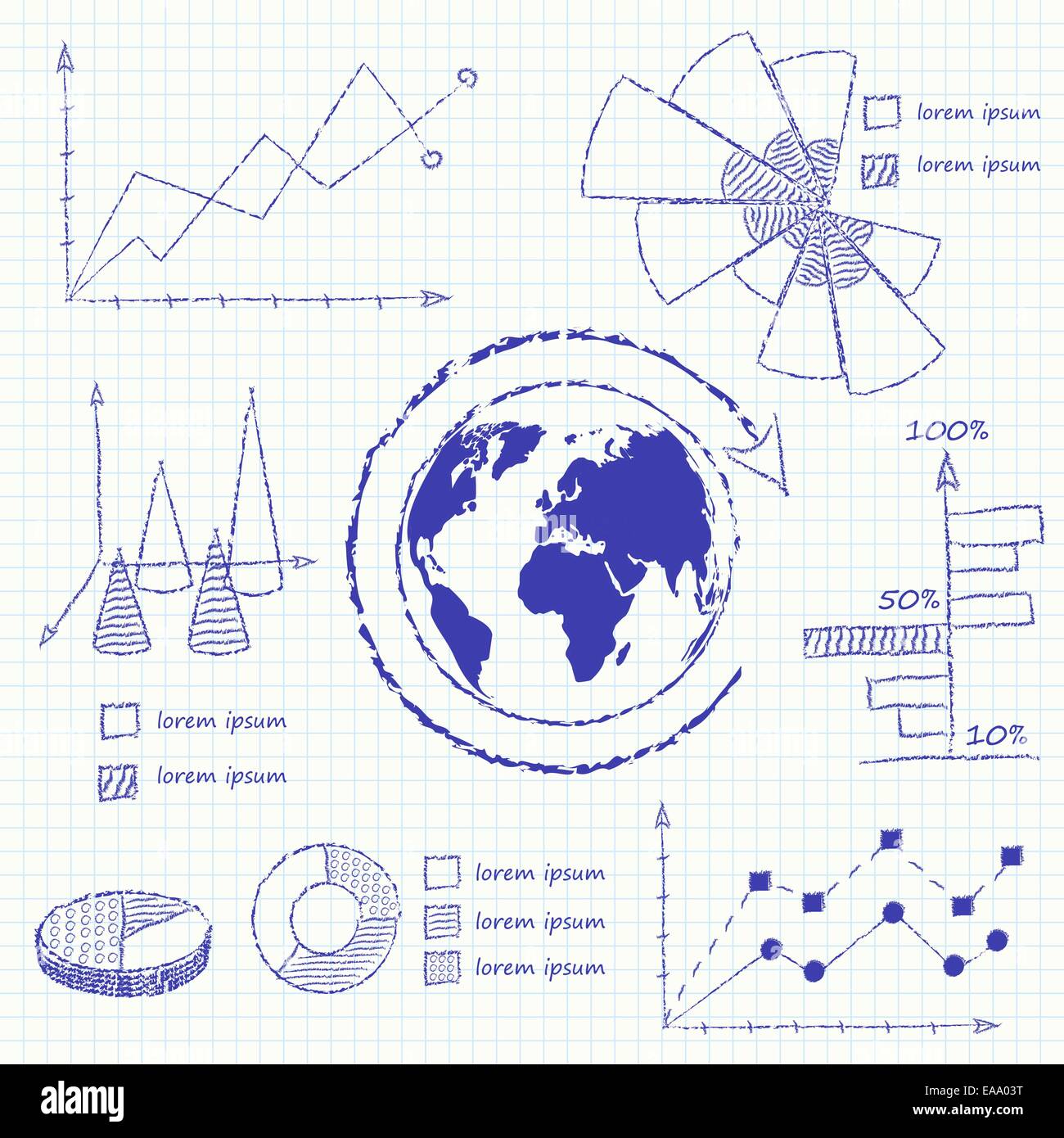 Collection of infographic charts isolated vector illustration Stock ...