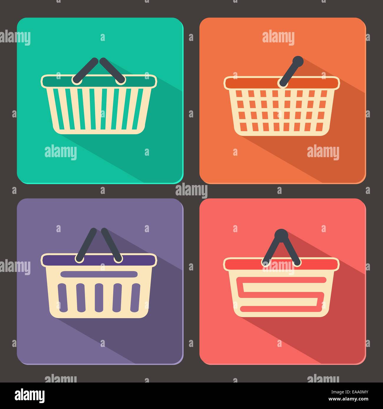 Set of shopping carts and baskets icons vector illustration Stock ...