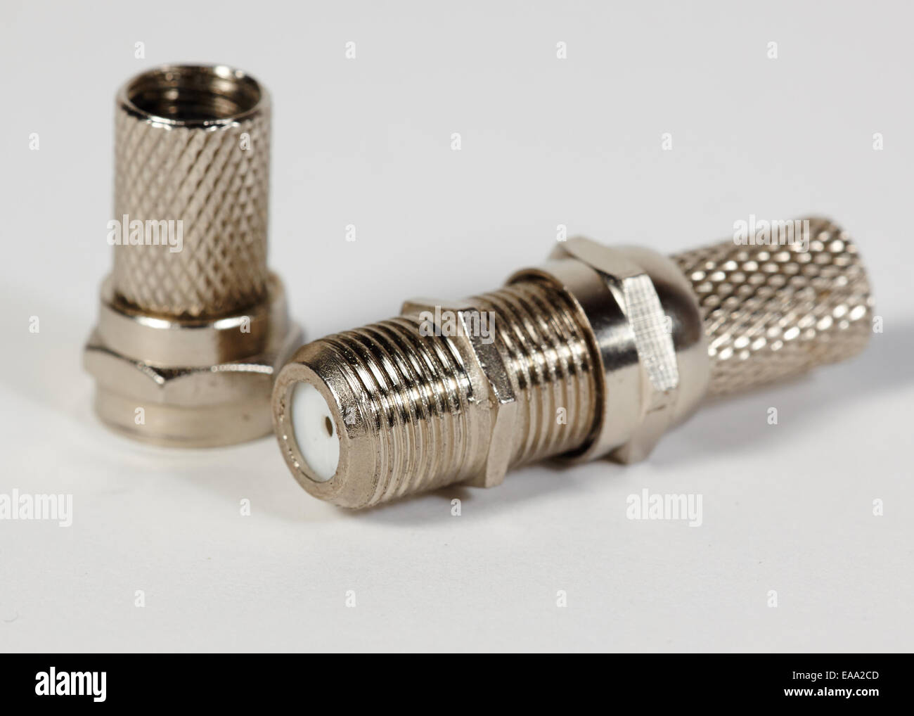 Closeup of the barrel connector on a coaxial cable Stock Photo Alamy