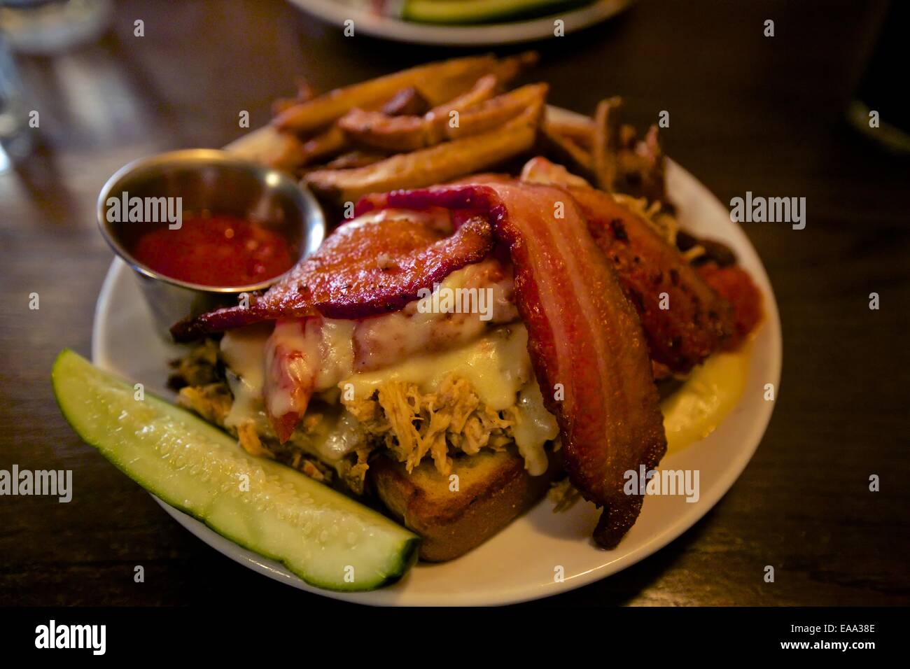 Kentucky Hot Brown sandwich at The Winchester gastropub in Grand Rapids, Michigan Stock Photo