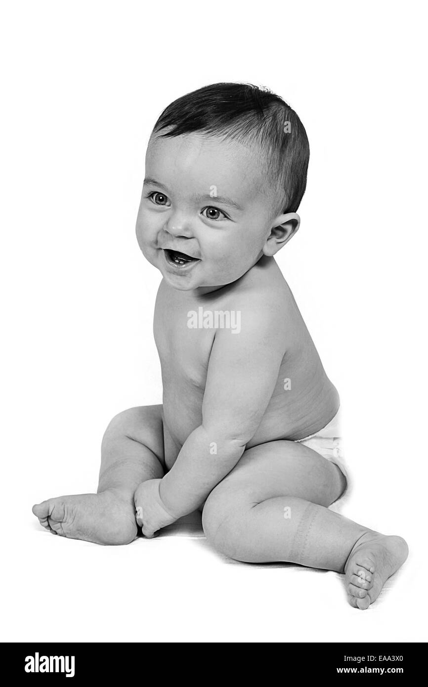 Child little smile happy cute fun Black and White Stock Photos & Images