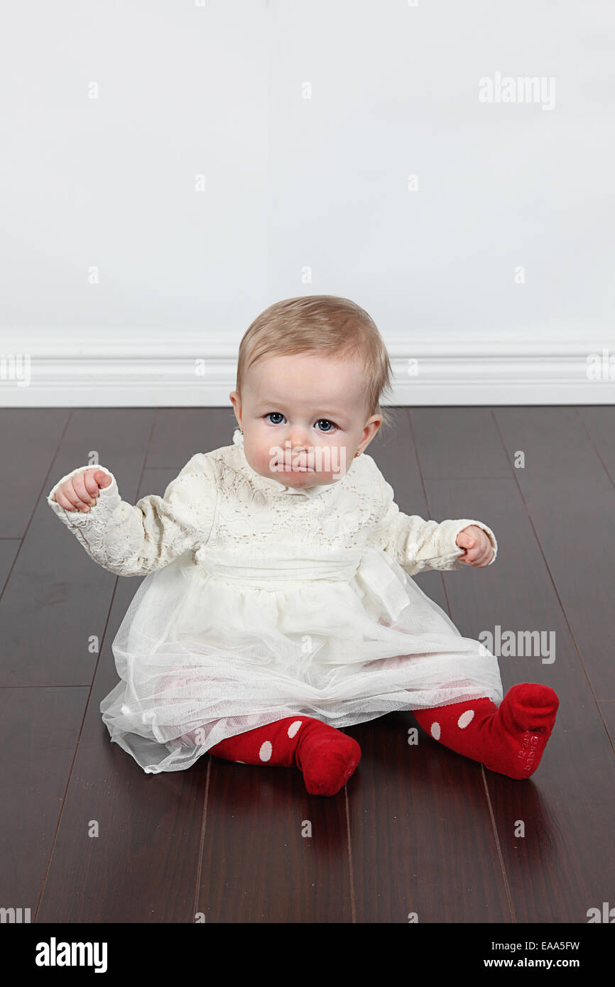 Adorable little girl isolated on white background Stock Photo - Alamy