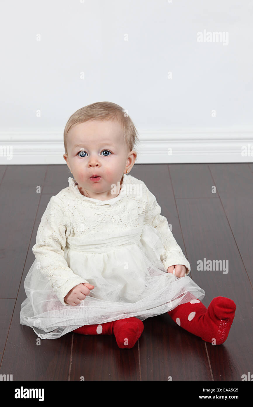 Adorable little girl isolated on white background Stock Photo - Alamy