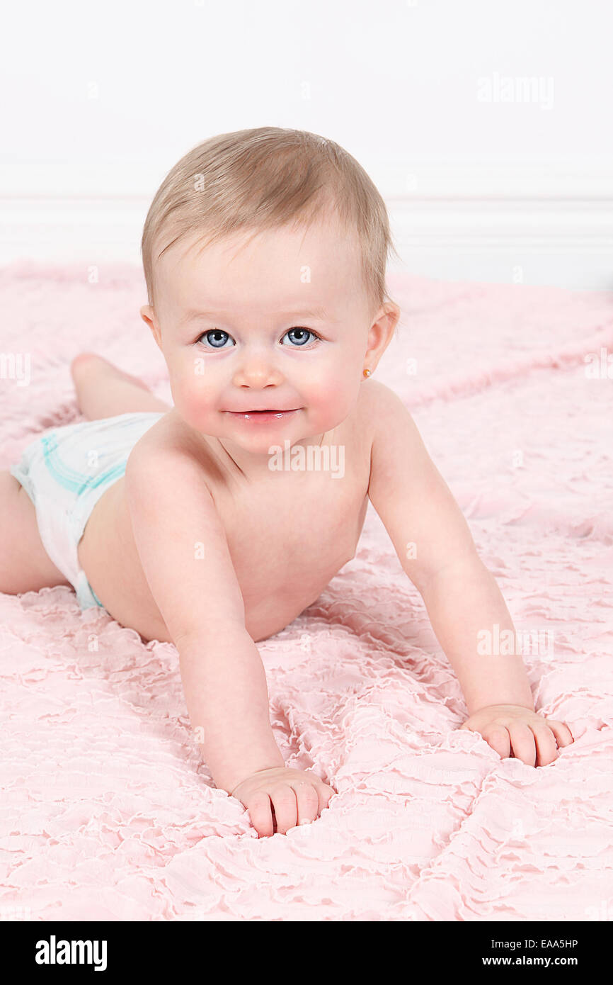 Adorable little girl isolated on white background Stock Photo - Alamy