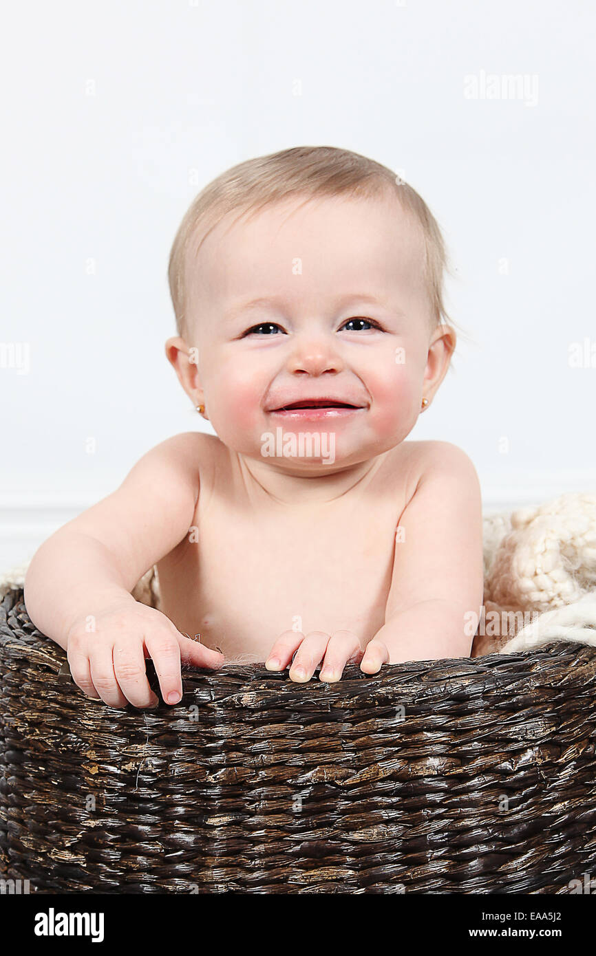 Adorable little girl isolated on white background Stock Photo - Alamy