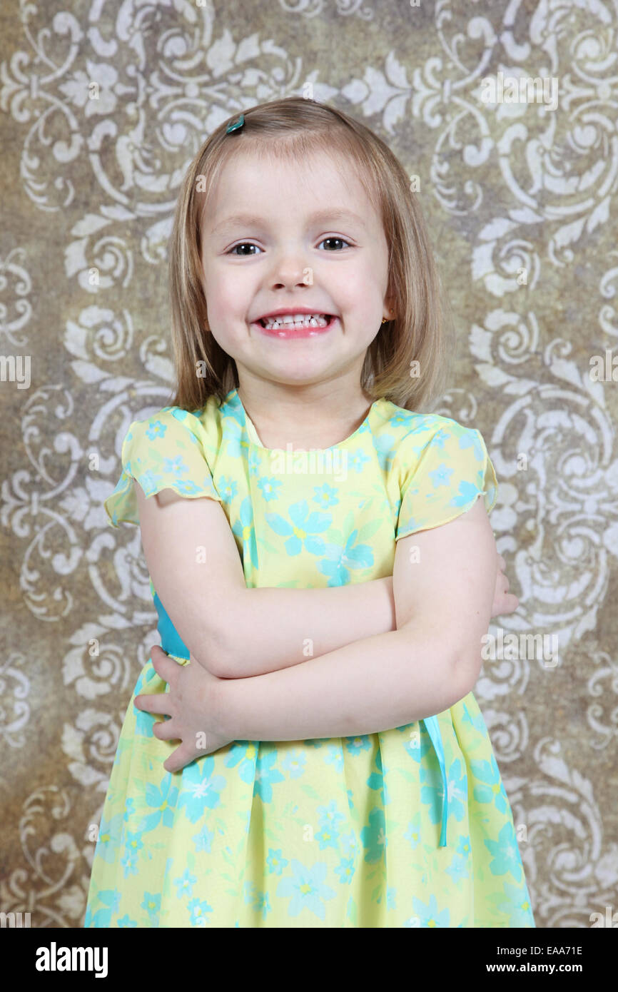 Beautiful Little Girl Posing for Camera in Studio Stock Photo - Alamy