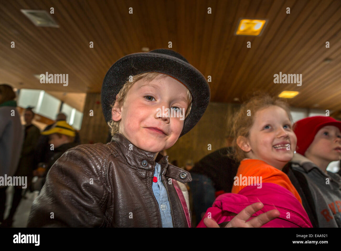 Children at an art exhibition, Reykjavik, Iceland Stock Photo