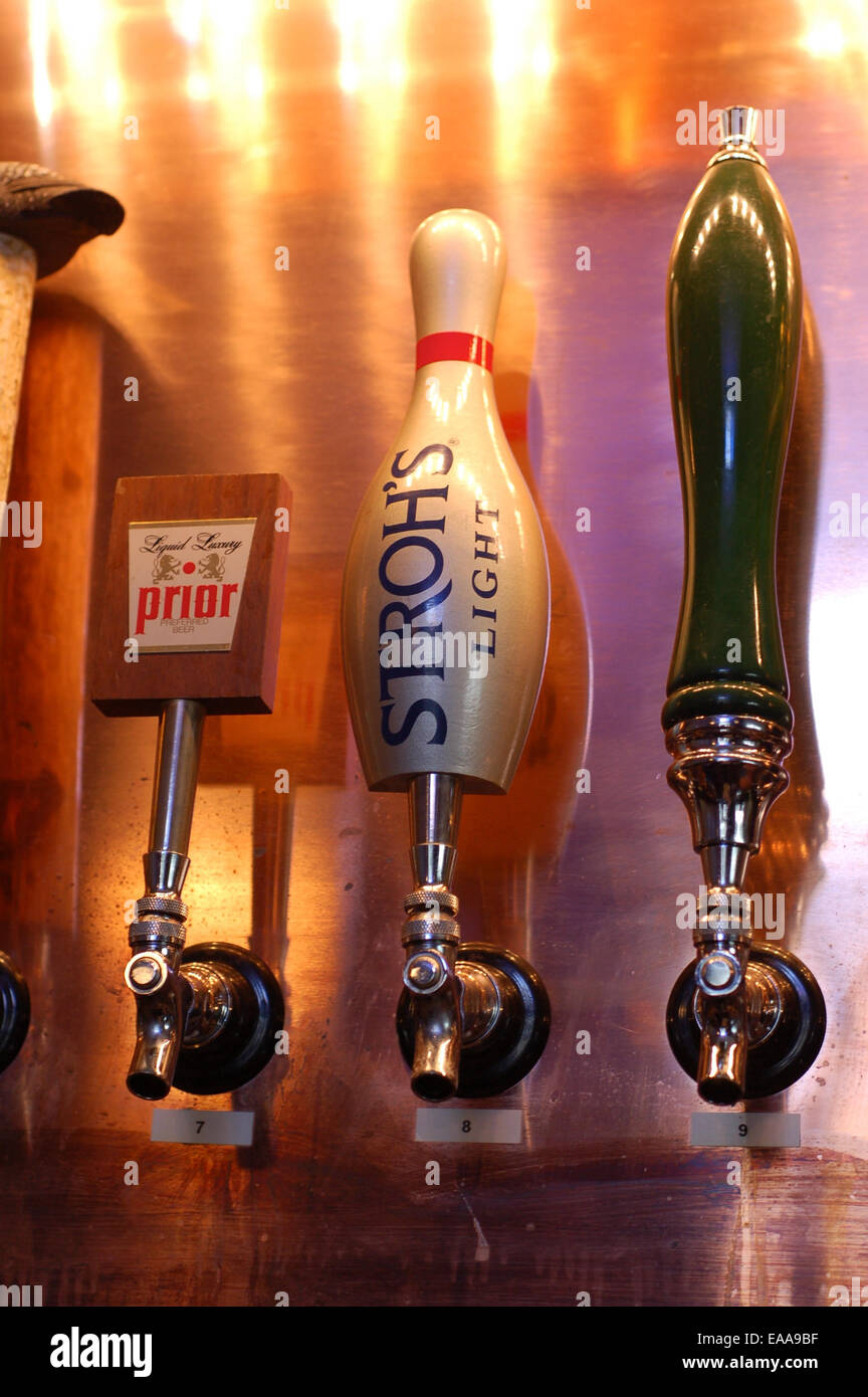Beer handles at The Euston Tap pub, London, England Stock Photo Alamy