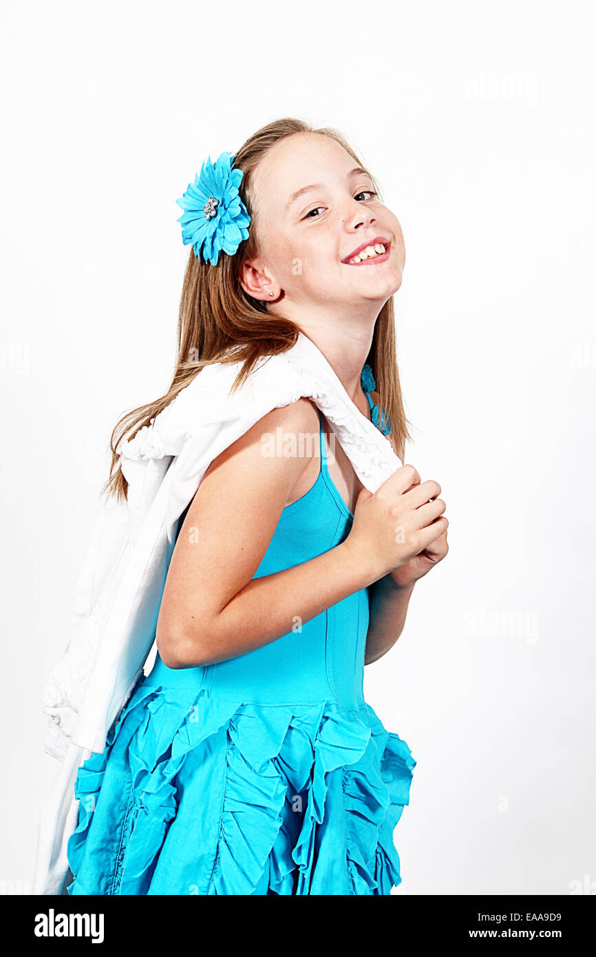 Beautiful Young Girl in studio posing on white background Stock Photo ...