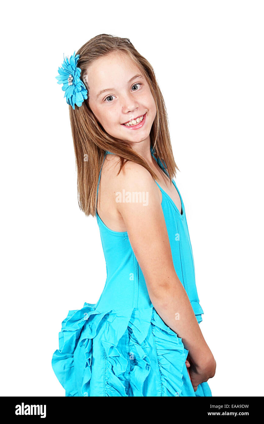 Beautiful Young Girl in studio posing on white background Stock Photo ...