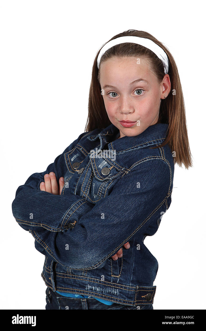 Beautiful Young Girl in studio posing on white background Stock Photo ...