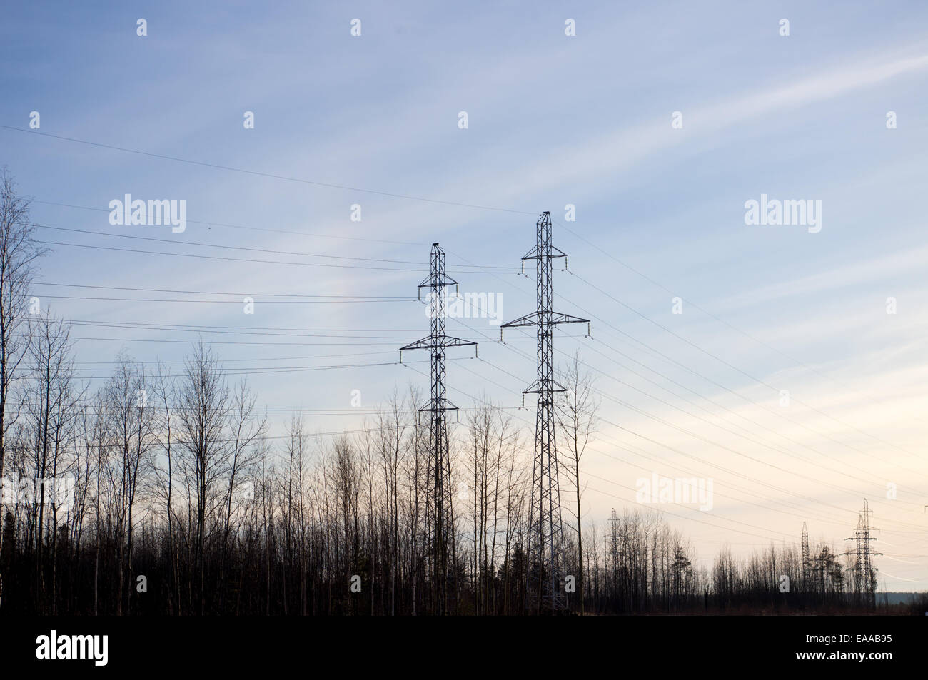 Power transmission towers against the sky Stock Photo - Alamy