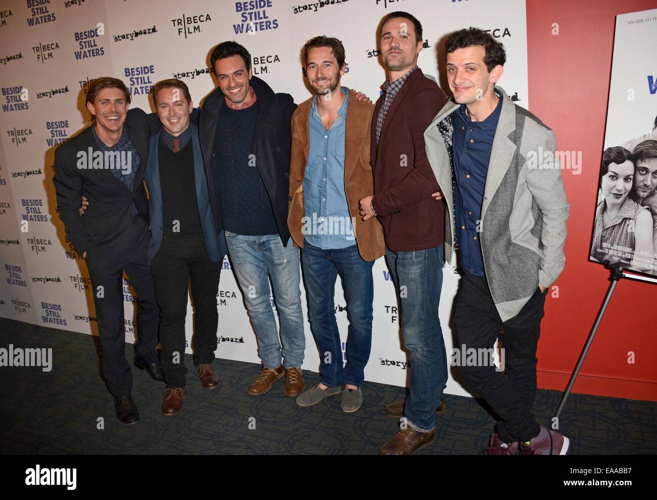 New York, NY, USA. 9th Nov, 2014. Chris Lowell, Beck Bennett, Reid Scott, Ryan Eggold, Brett Dalton, Will Brill at arrivals for BESIDES STILL WATERS New York Premiere, Sunshine Landmark Cinema, New York, NY November 9, 2014. Credit:  Derek Storm/Everett Collection/Alamy Live News Stock Photo