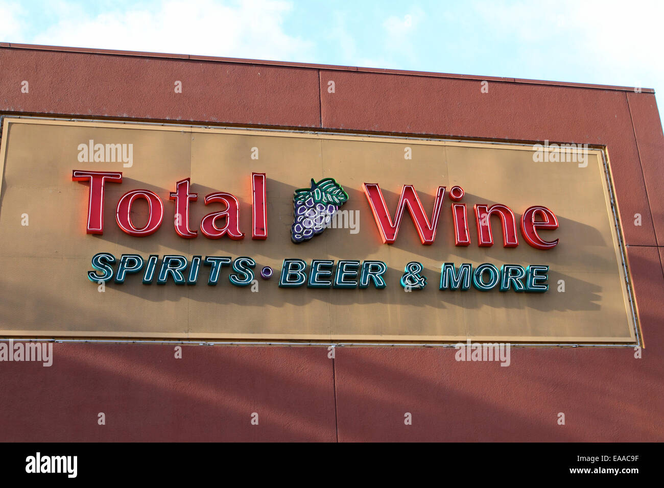 Total Wine store exterior sign and logo on storefront in Tustin
