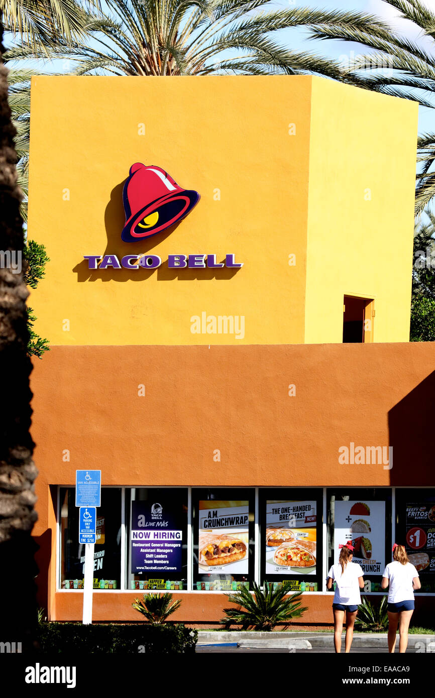 Exterior of an Taco Bell Mexican fast food restaurant in Tustin California USA Stock Photo