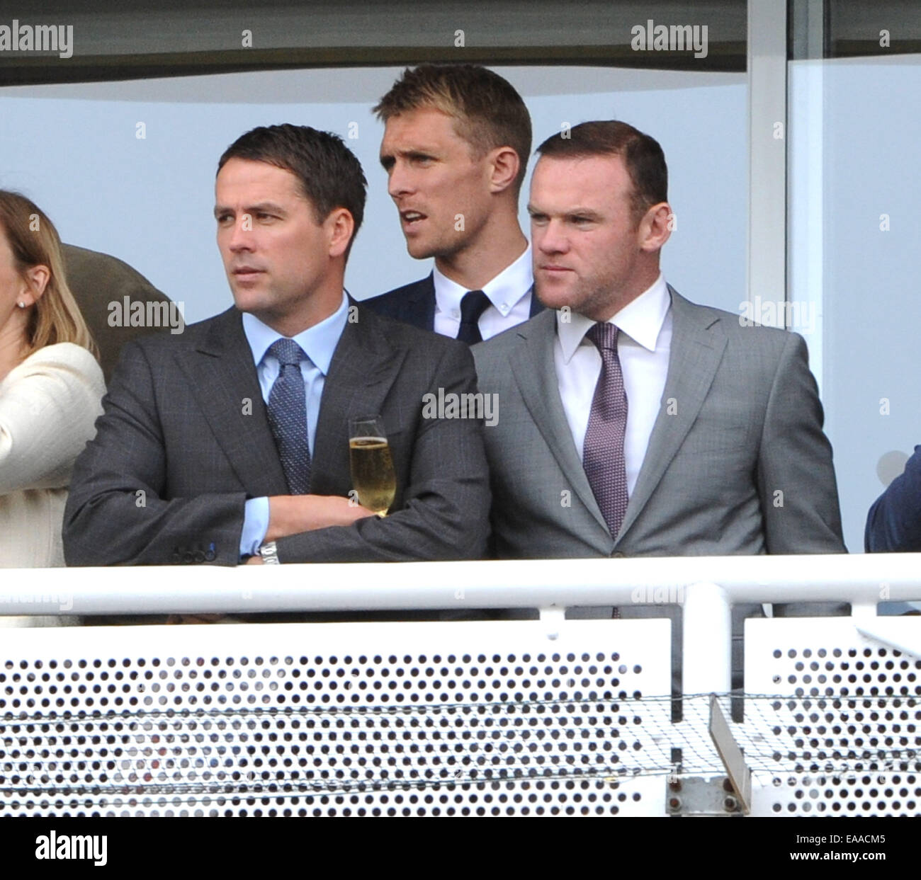 Boodles Ladies Day during the May Festival at Chester Racecourse  Featuring: Wayne Rooney,Michael Owen Where: Liverpool, United Kingdom When: 08 May 2014 Stock Photo