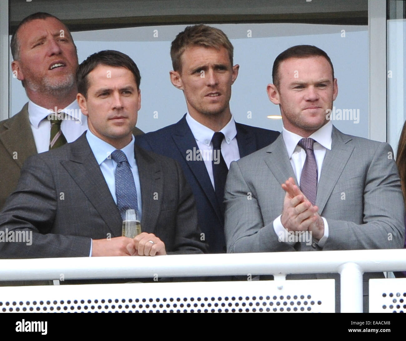 Boodles Ladies Day during the May Festival at Chester Racecourse  Featuring: Wayne Rooney,Michael Owen Where: Liverpool, United Kingdom When: 08 May 2014 Stock Photo
