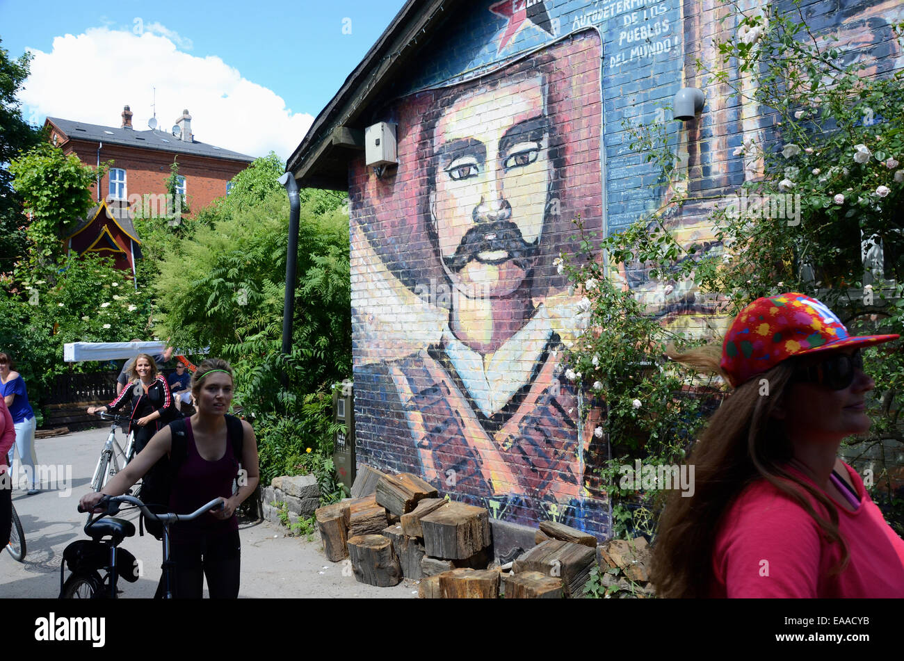 christiania free town copenhagen self proclaimed autonomous enclave of 900 people founded in 1971 in a disused danish army camp. Stock Photo