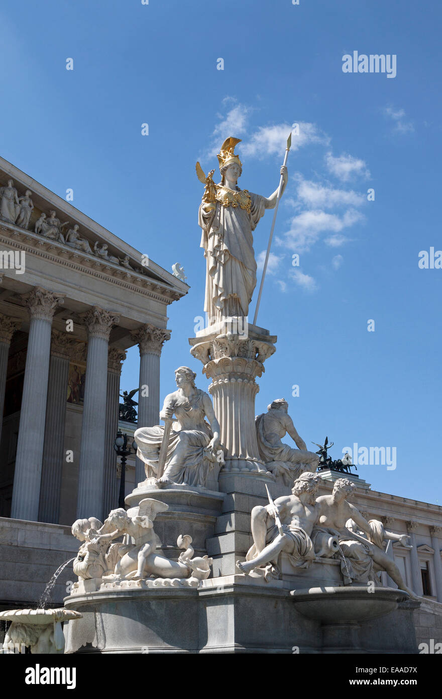 The Athena Fountain (Pallas-Athene-Brunnen) in front of the Austrian Parliament building in Vienna Stock Photo