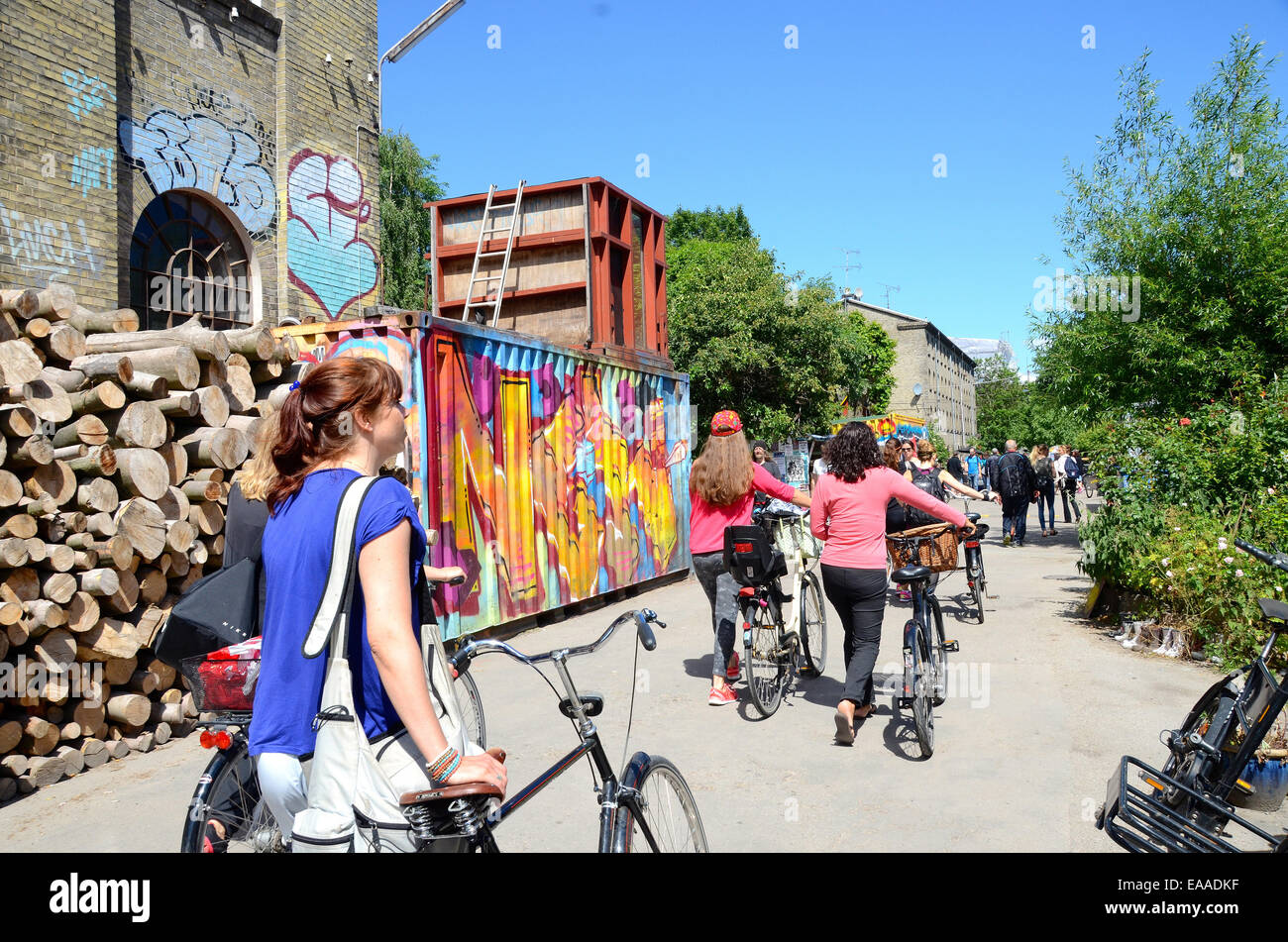 christiania free town copenhagen self proclaimed autonomous enclave of 900 people founded in 1971 in a disused danish army camp. Stock Photo