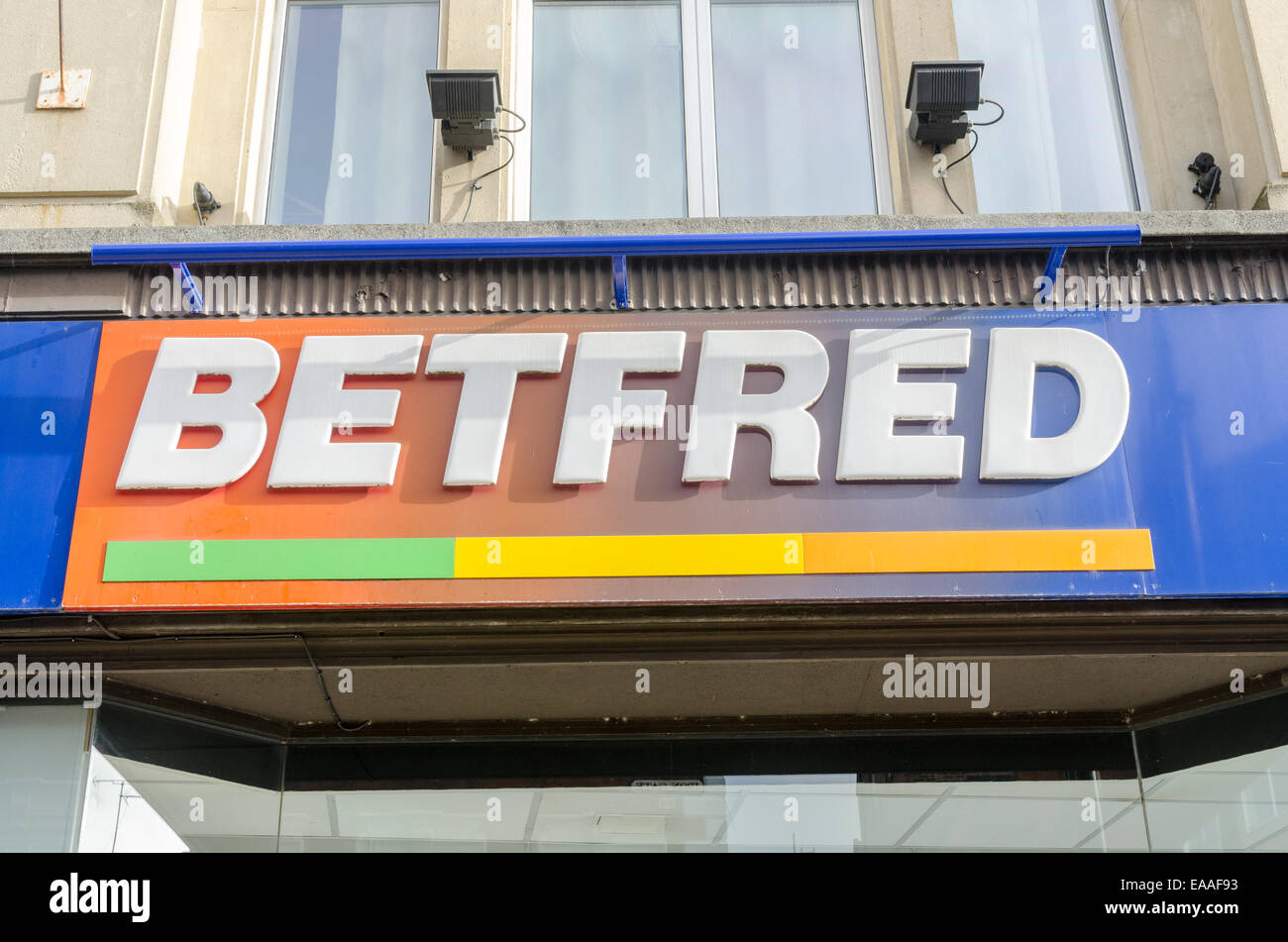 Sign above Betfred betting shop Stock Photo