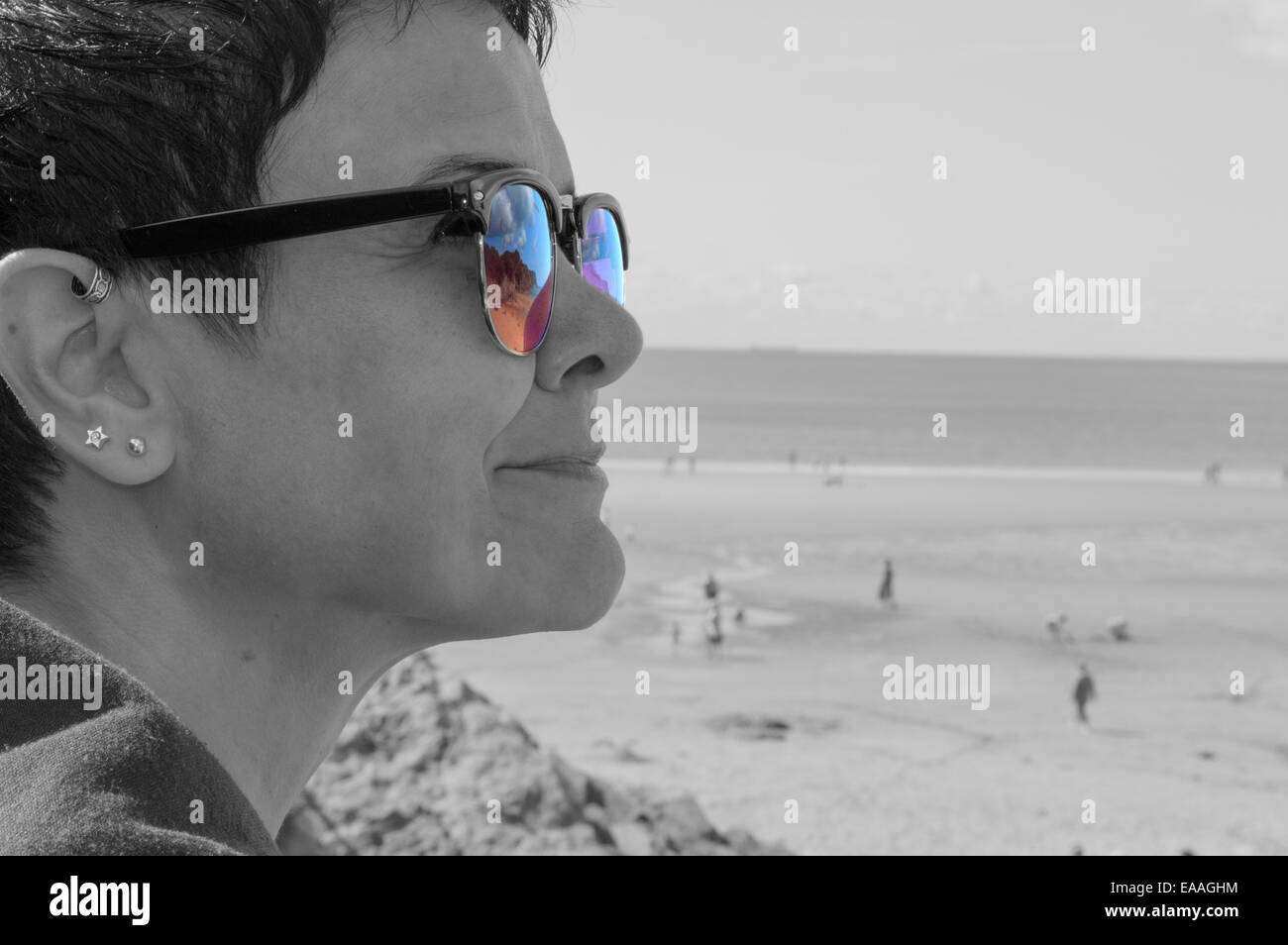 Daydreaming at beach Stock Photo