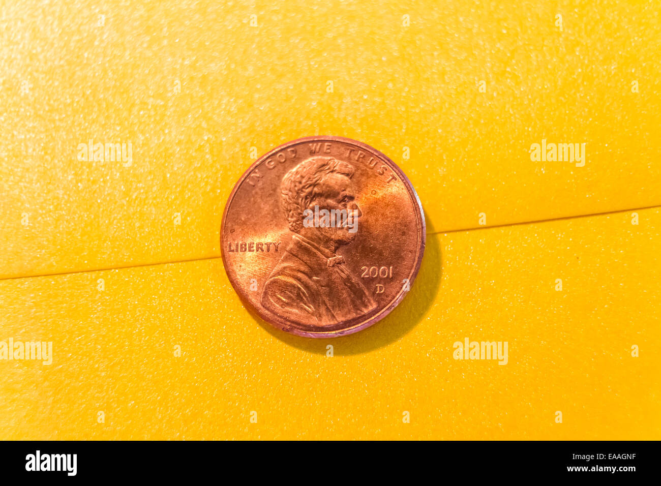 A United States 1 cent coin with the likeness of Abraham Lincoln Stock Photo