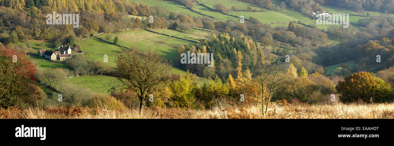 Farndale remote farms panorama, November 2014 Stock Photo