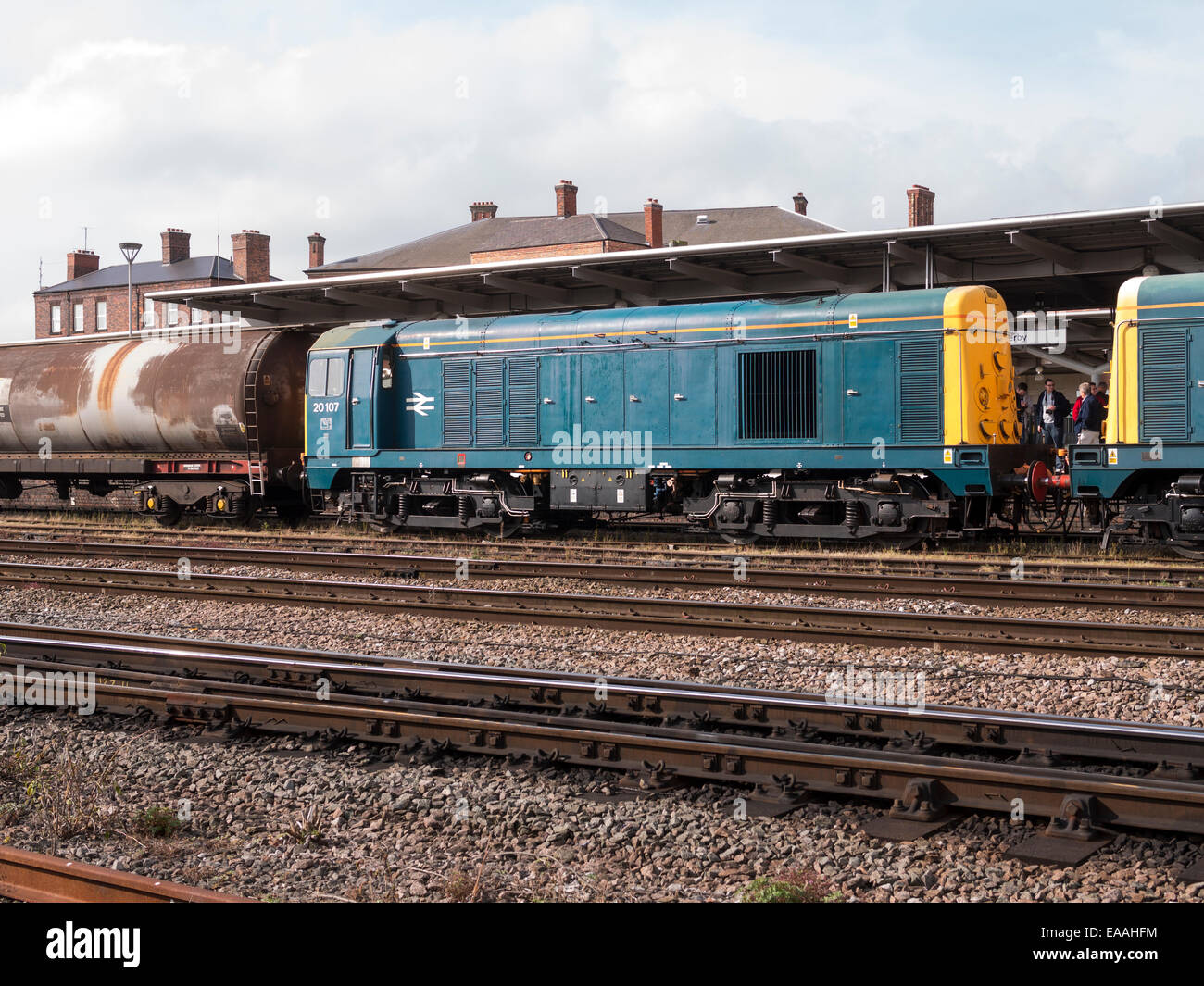 Vintage 1960s Era Diesel Locomotive At Etches Park Depot Derby UK Stock vintage-1960s-era-diesel-locomotive-at-etches-park-depot-derby-uk-stock