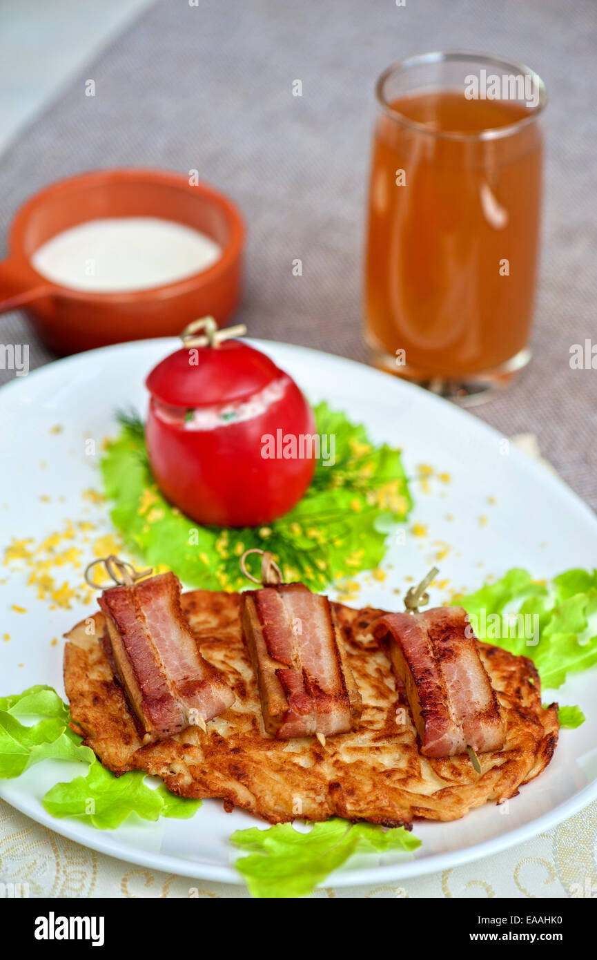 veal meat with bacon Stock Photo - Alamy