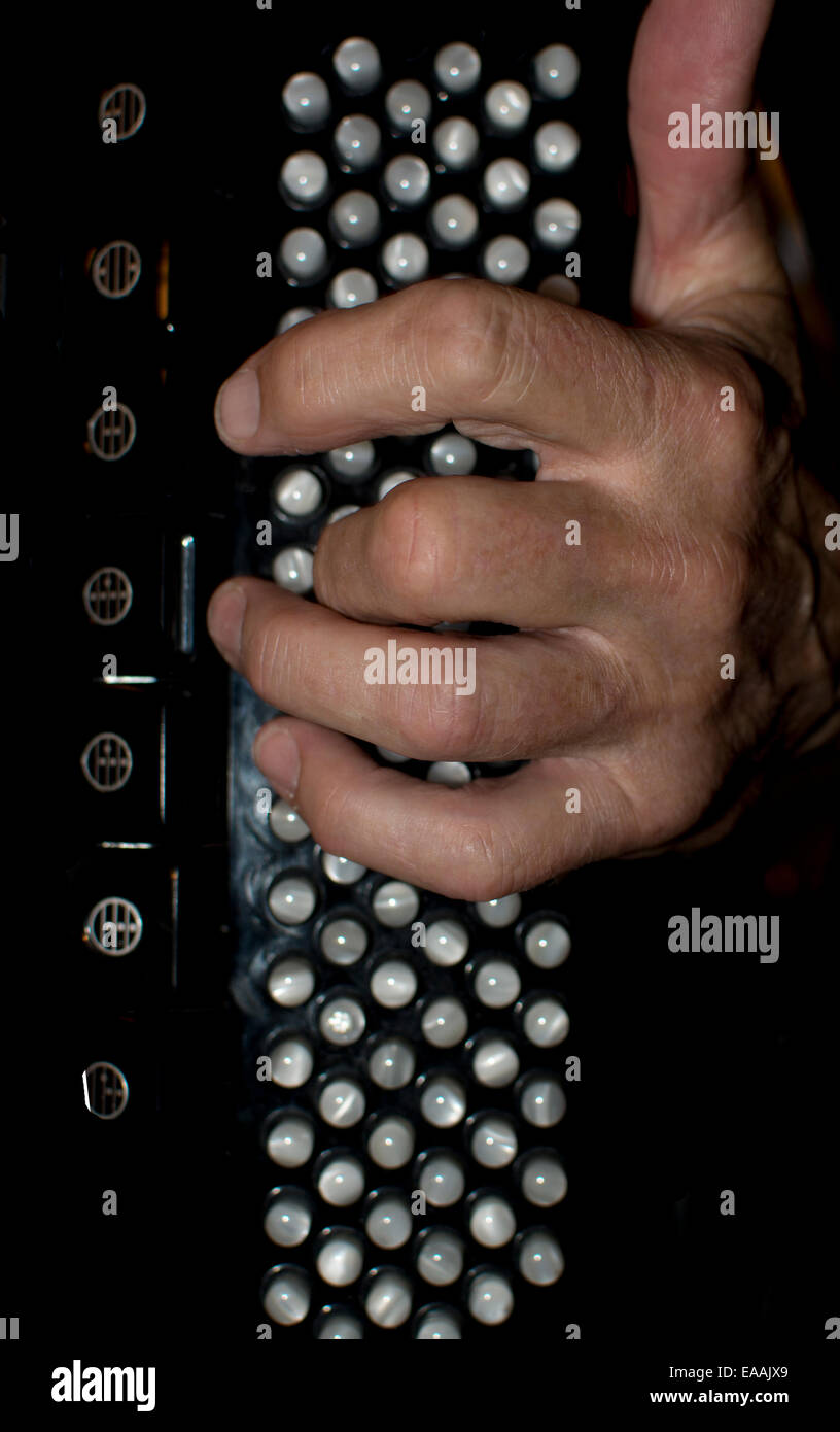 Fingers bass buttons. Finger set on accordion bass buttons Stock Photo