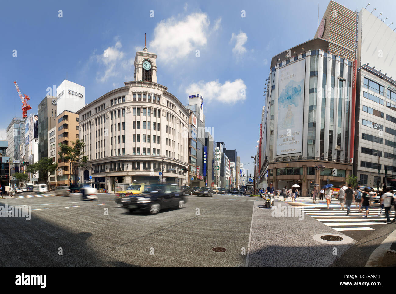View of Shibuya Crossing, one of the busiest crosswalks in the world. Tokyo, Japan Stock Photo