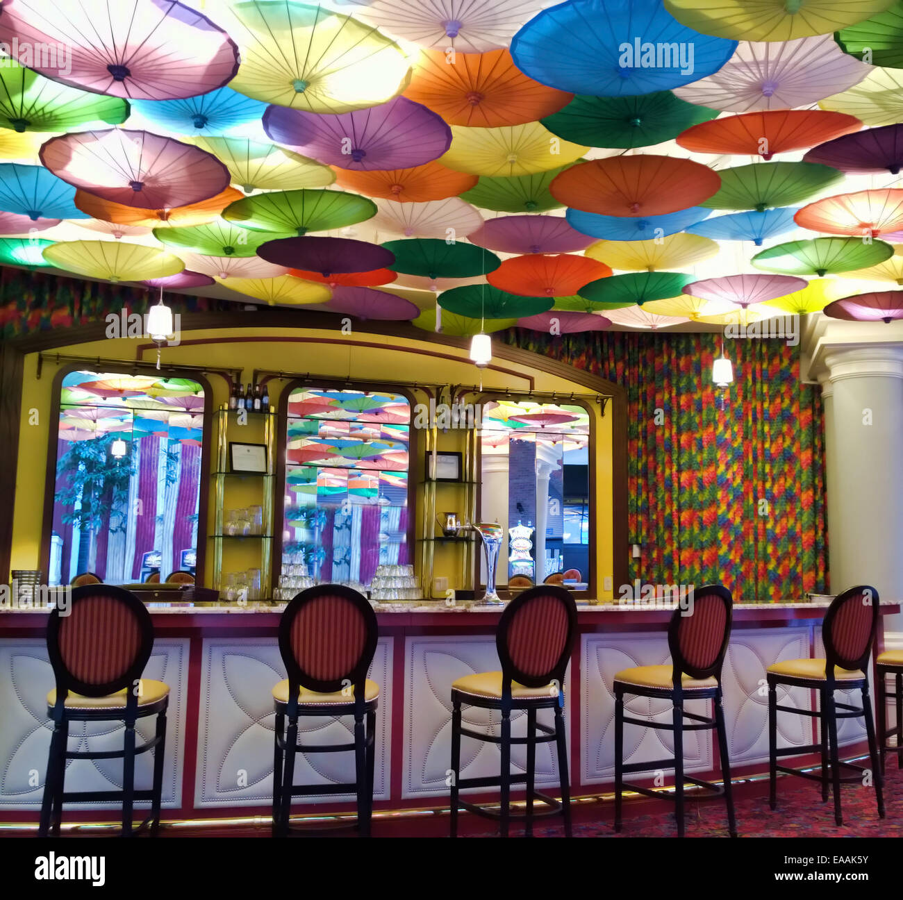 colorfully decorated upscale bar and lounge Stock Photo