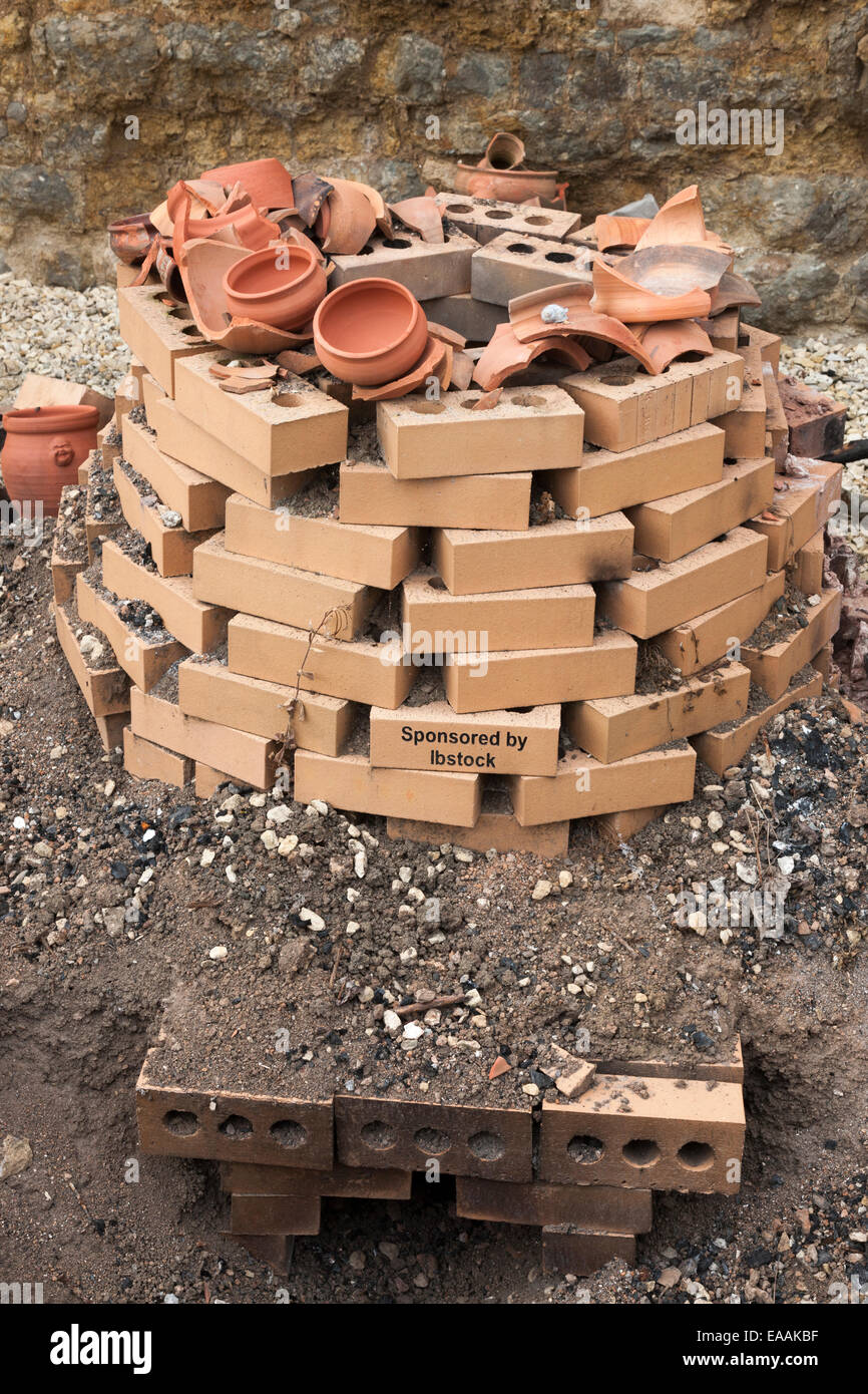 Reconstructed kiln for firing earthenware terracotta bowls and pots Stock Photo