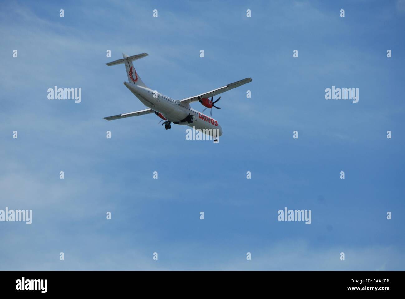 Wings propeller aircraft flying Stock Photo Alamy