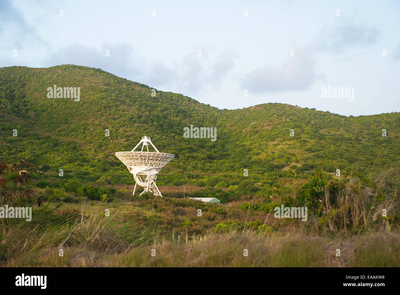 One of a system of ten radio telescopes which are operated remotely from their Array Operations Center Stock Photo