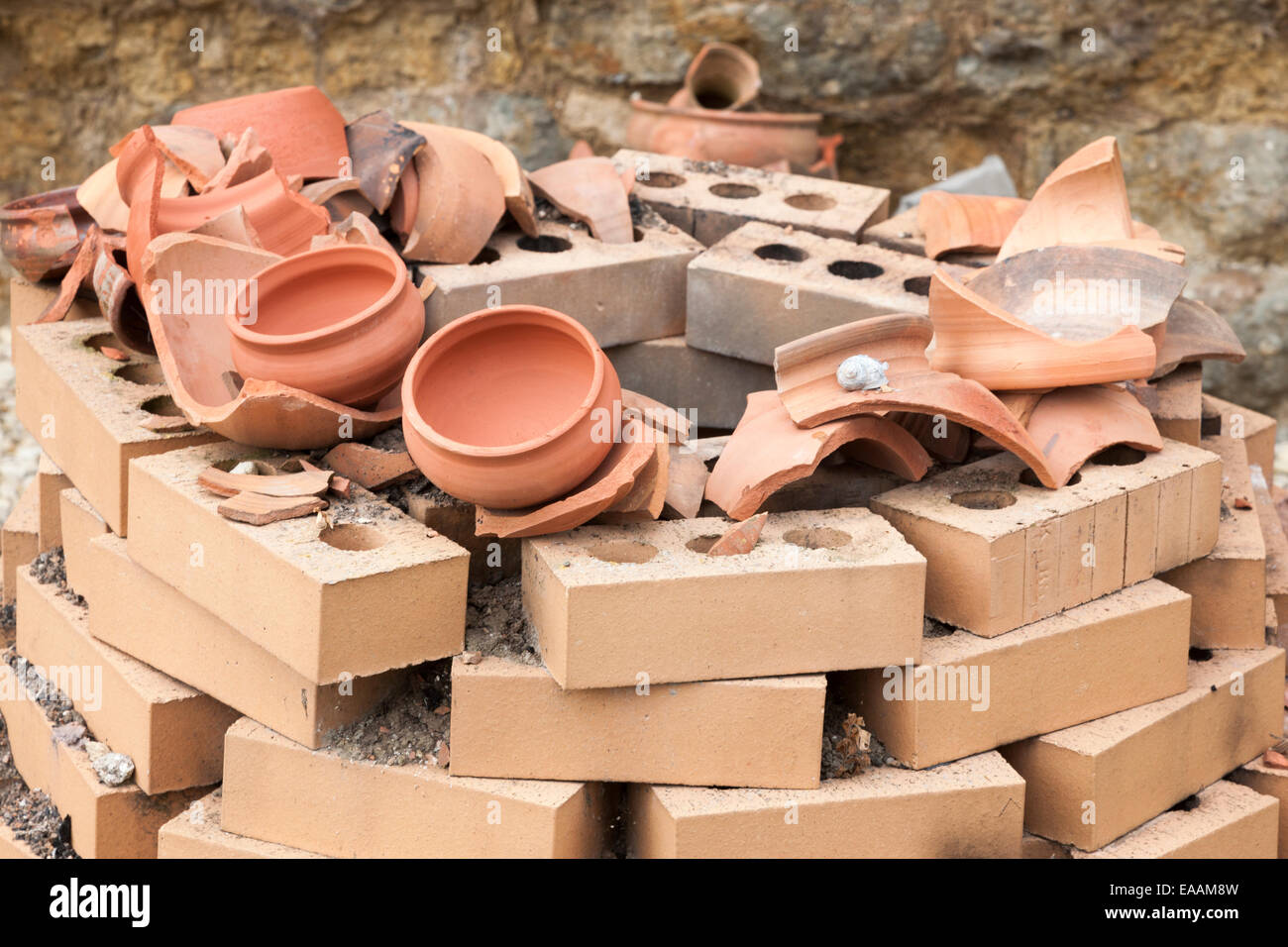 Reconstructed kiln for firing earthenware terracotta bowls and pots Stock Photo