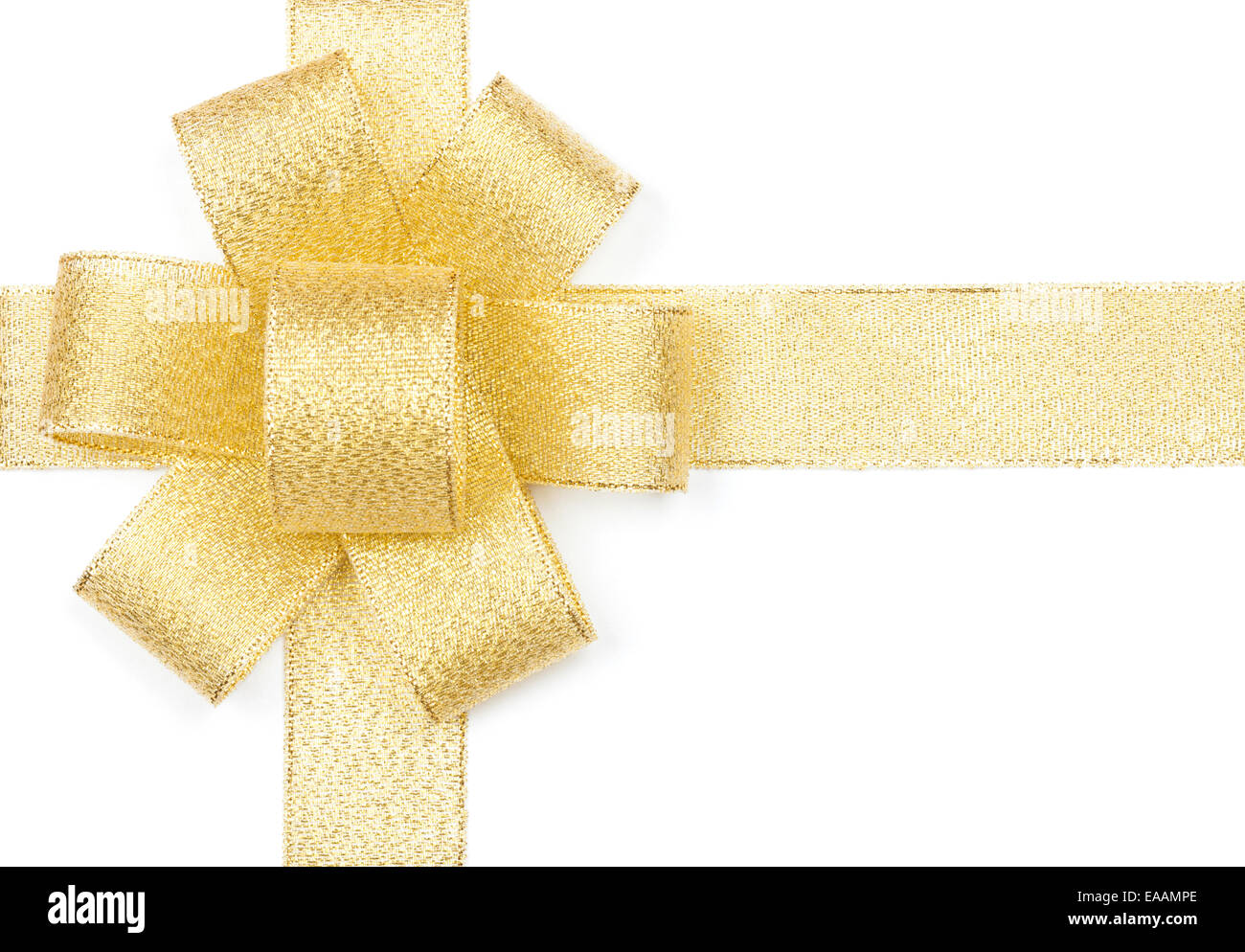 Golden ribbon with bow. Isolated on white background Stock Photo - Alamy