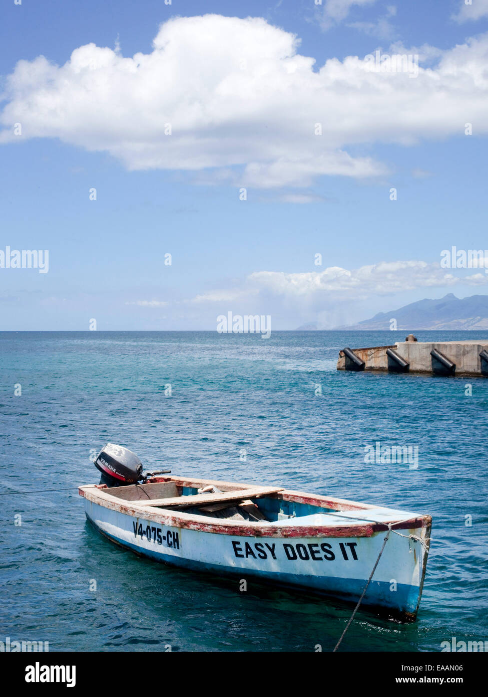 small fishing boat named 'easy does it' Stock Photo