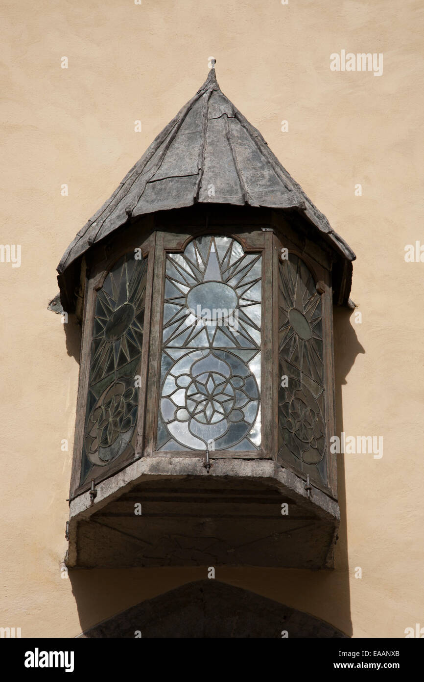 Old Clock on Wall of Holy Spirit Church, Tallinn, Estonia Stock Photo