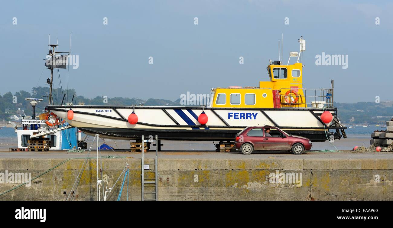 The Padstow ferry Black Tor 2 on dry land Cornwall England uk Stock Photo